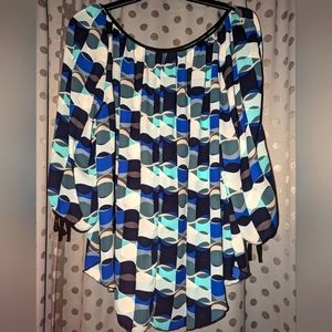 SPENSE Semi-Sheer 3/4 Arm Cutout Sleeves Blouse 2x